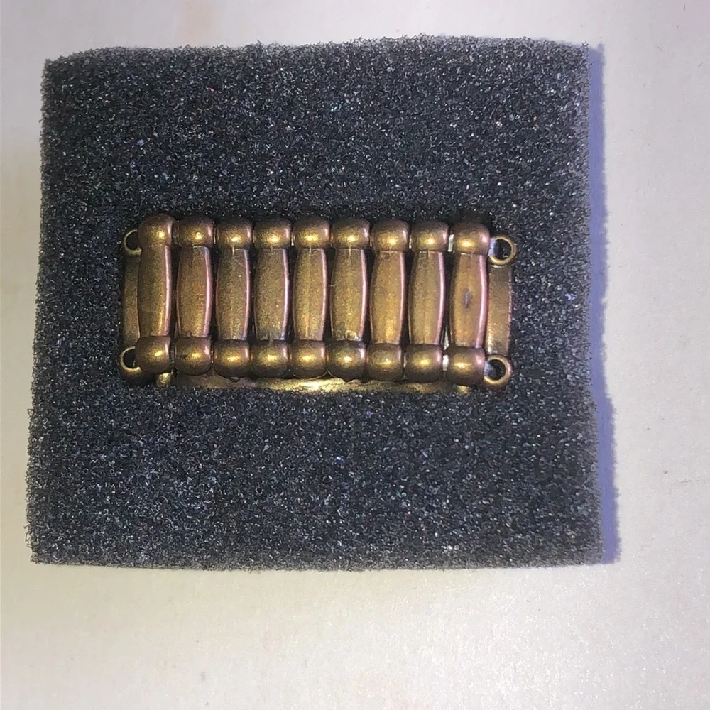 Antique Gold-Tone Brass Tone Crystal Band Ring